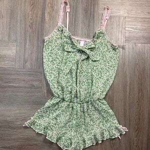 Y2K Pout by Victorias Secret Floral Chiffon Babydoll Womens Medium Green‎ Pink